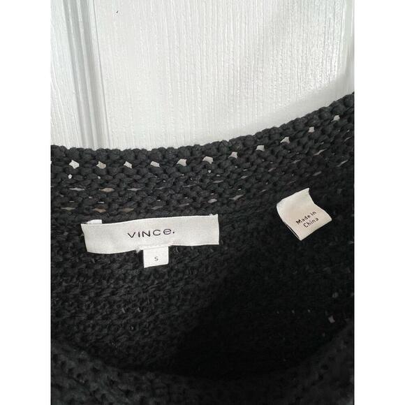 Vince Black Crochet Short Sleeves Open Shoulder Womens Top Size Small Organic - Picture 10 of 12